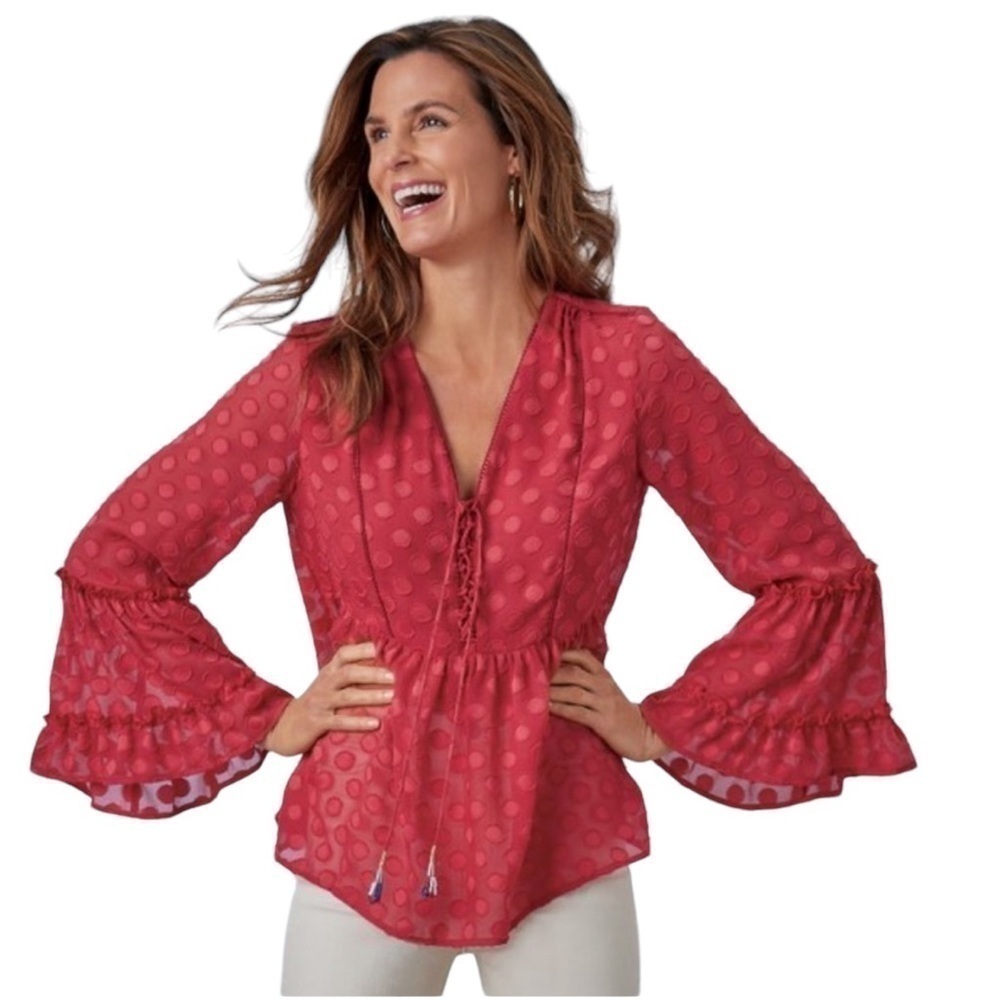 Soft Surroundings Besito Blouse Size S Red
